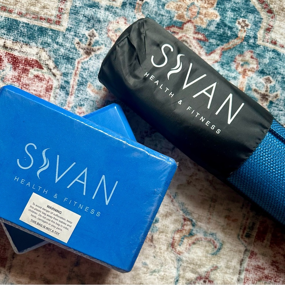 Sivan Yoga Mat & Foam Block Set (3pc) - Blue